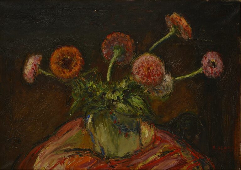 Antoine SERRA (1908-1995). - Vase aux chrysanthèmes - Huile sur toile, signée e…