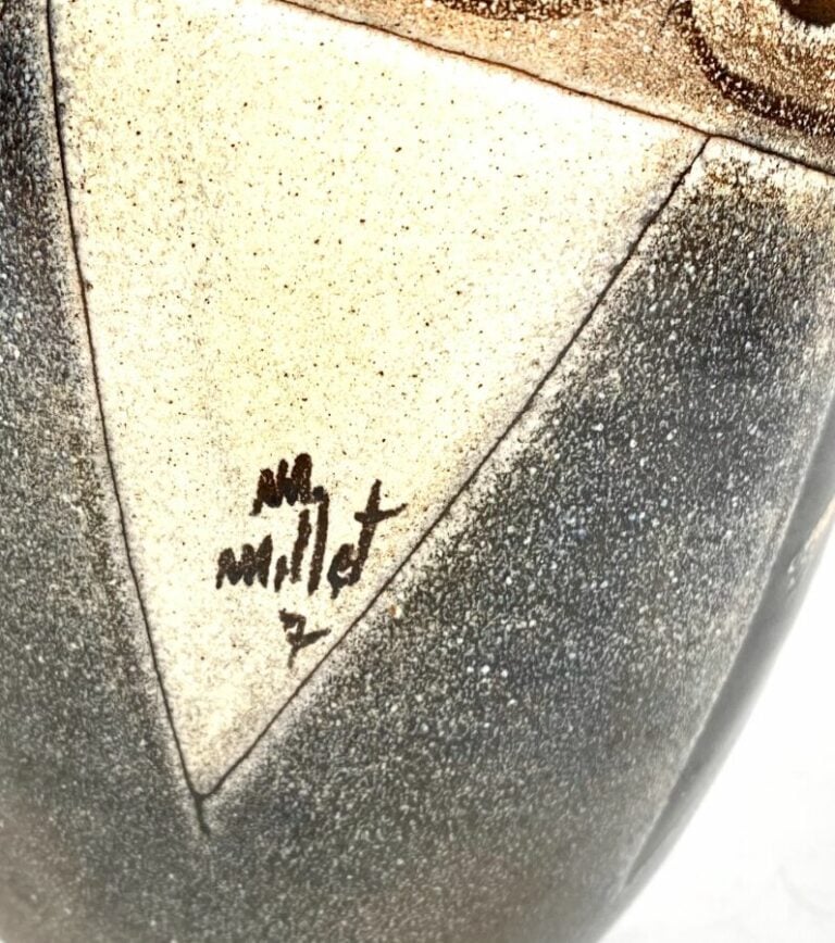 MILLET. VASE ovoïde à petit col en céramique émaillée à décor d'un minotaure et…