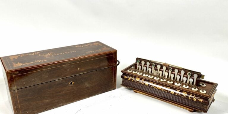 ACCORDEON romantique avec sa boite en bois.