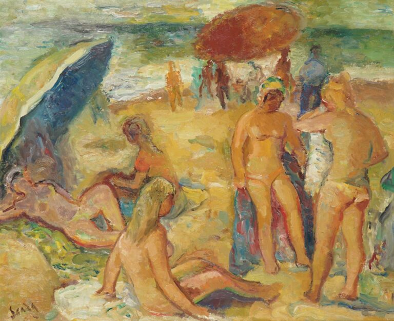 Henri SAADA (1906-1976) - Les baigneuses - Huile sur toile, signée en bas à gau…
