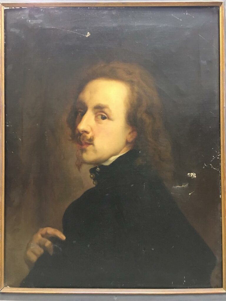 Ecole du XIXème siècle. - Autoportrait, d'après Anton van Dyck - Huile sur toil…