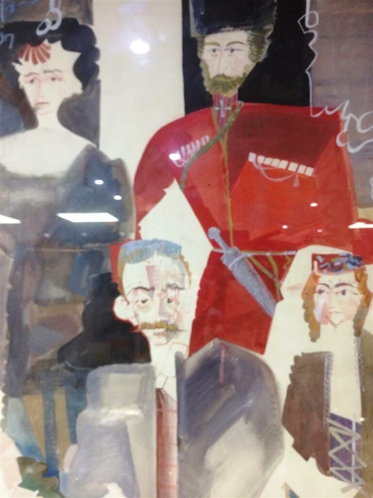 Levan TCHOGOSCHVILI (né en 1953). - La famille du cosaque - Gouache sur papier,…
