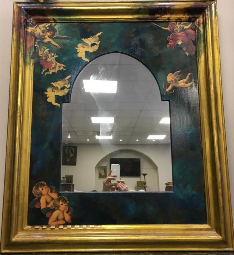 Françoise GUARINO (XX-XXIème siècles). - Miroir rectangulaire en bois mouluré e…