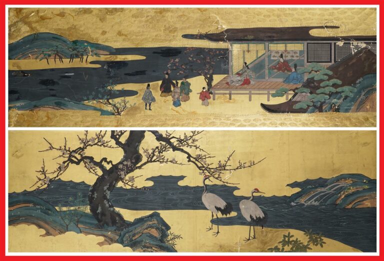 SUITE DE DEUX (2) ECOLES JAPONAISES - Japon, Période Edo - Deux panneaux laqués…