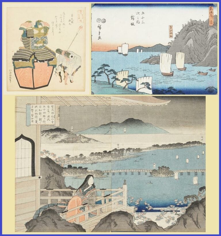 LOT DE TROIS (3) ESTAMPES / XYLOGRAVURES JAPONAISES - Japon - Il comprend : - >…
