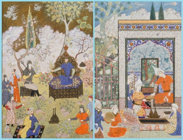 SUITE DE DEUX (2) MINIATURES SUR PAPIER DONNANT A VOIR DES DURBAR / DARBAR / AU…