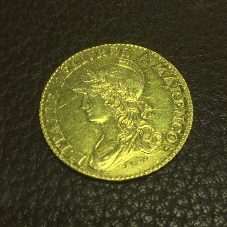 Pièce de 20 francs or Marengo, Turin, an 9 (1801), Gaule subalpine, LMN 896. -…