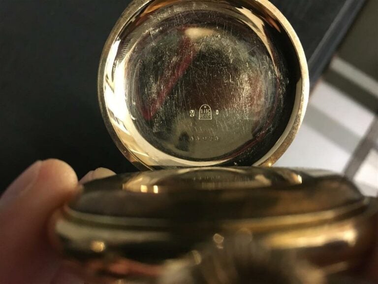 Montre de gousset en or 585 millièmes (mécanisme bloqué, à réparer). - Poids br…