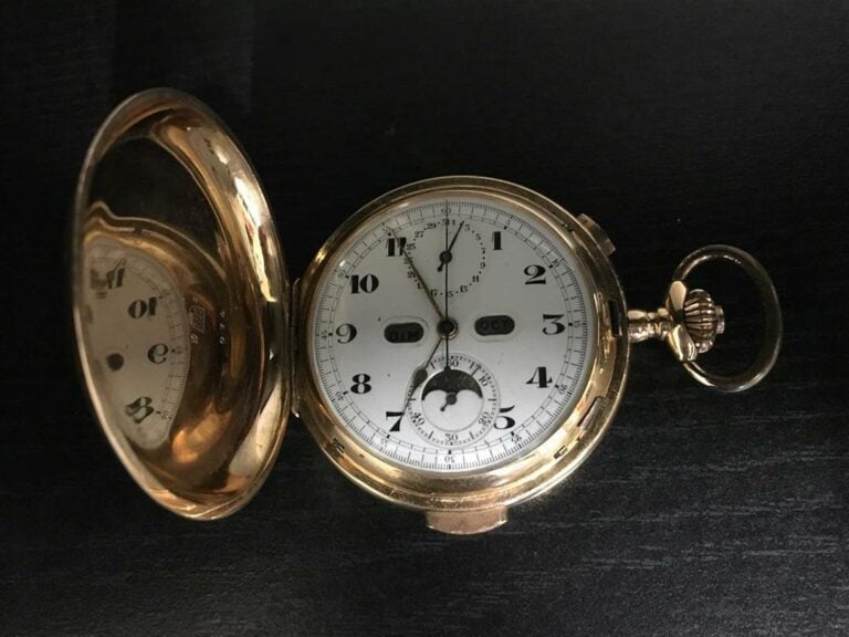 Montre de gousset en or 585 millièmes (mécanisme bloqué, à réparer). - Poids br…