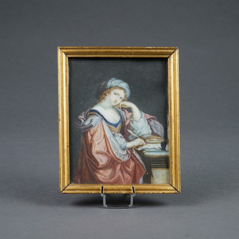 Ecole vers 1810, d'après le Guerchin. - La Sibylle de Perse - Miniature sur ivo…