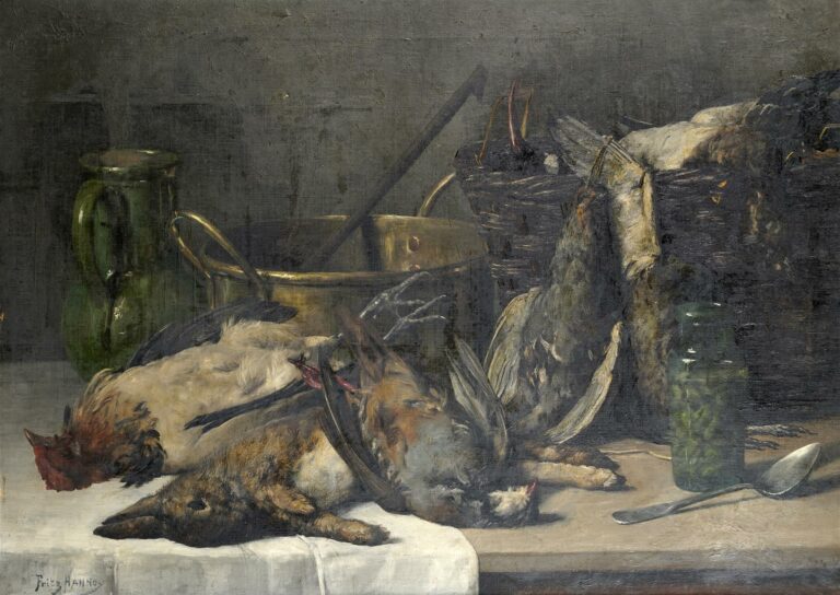 Fritz HANNO (XIXème siècle). - Nature morte au gibier - Huile sur toile, signée…