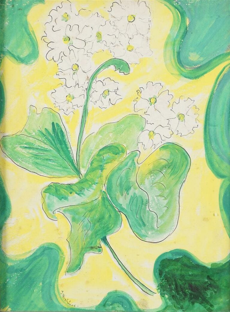 Isaac MINTCHINE (1900-1941). - Fleurs sur fond d'arabesques - Paire d'aquarelle…