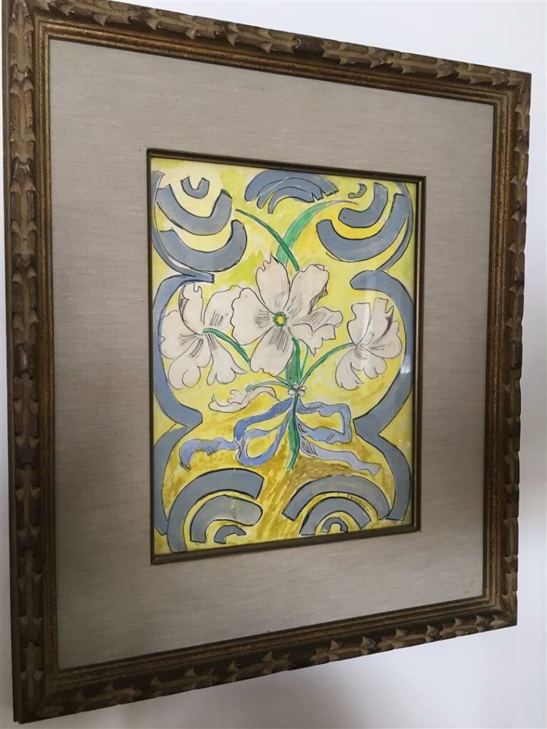 Isaac MINTCHINE (1900-1941). - Fleurs sur fond d'arabesques - Paire d'aquarelle…