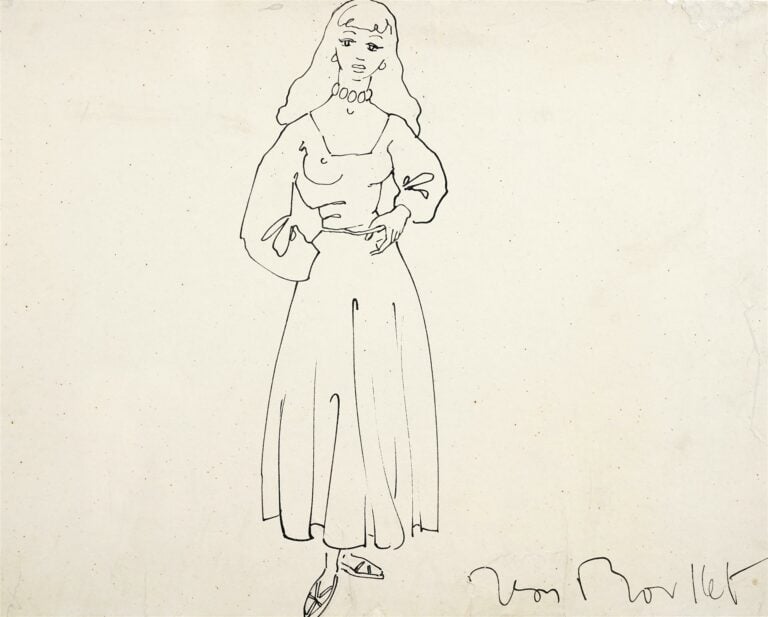 Jean BOULLET (1921-1970). - Esmeralda - Dessin à l'encre de Chine et plume, sig…
