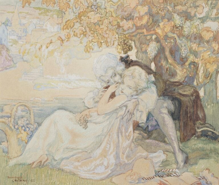 René-Marie CASTAING (1896-1943). - Scnes galantes - Paire d'aquarelles, signées…