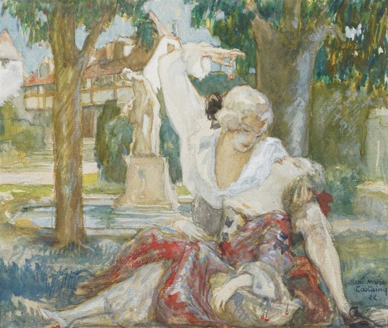 René-Marie CASTAING (1896-1943). - Scnes galantes - Paire d'aquarelles, signées…