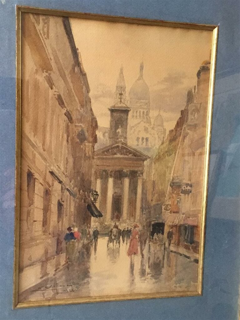 Eugène VILLON (1879-1951). - Paris, la rue Laffitte avec Notre-Dame de Lorette…