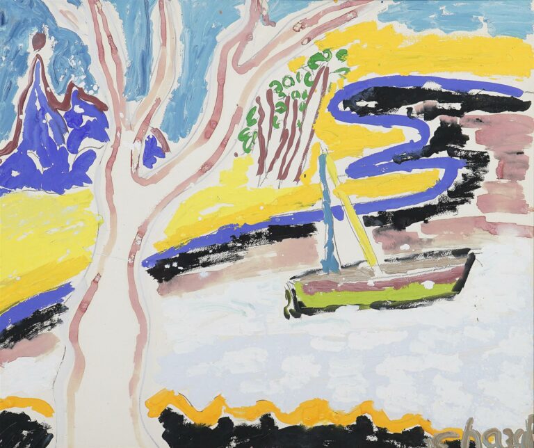 Malcolm de CHAZAL (1902-1981). - Paysage à l'arbre - Gouache de couleur sur pap…