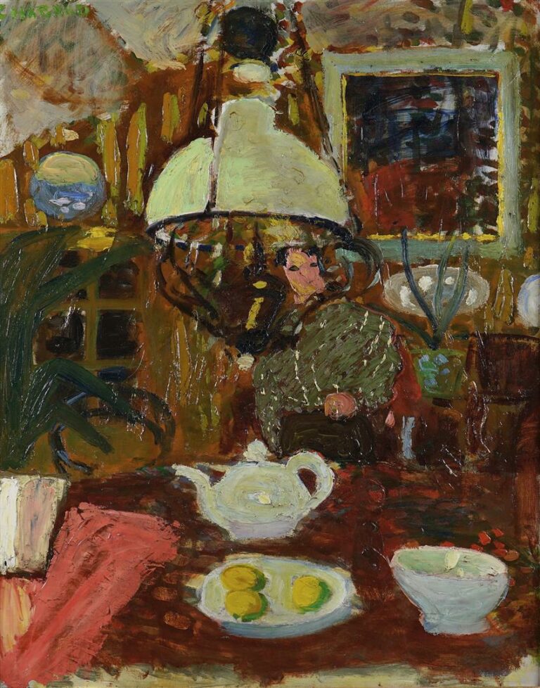 Auguste CHABAUD (1882-1955). - Salle à manger, 1903 - Huile sur toile, signée e…