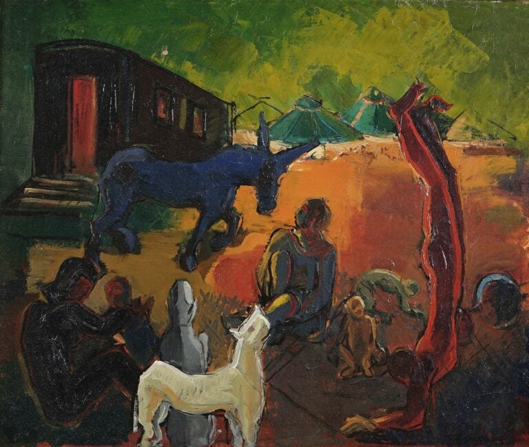 Ecole du XXème siècle, dans le goût d'André Derain. - Campement de bohémiens -…