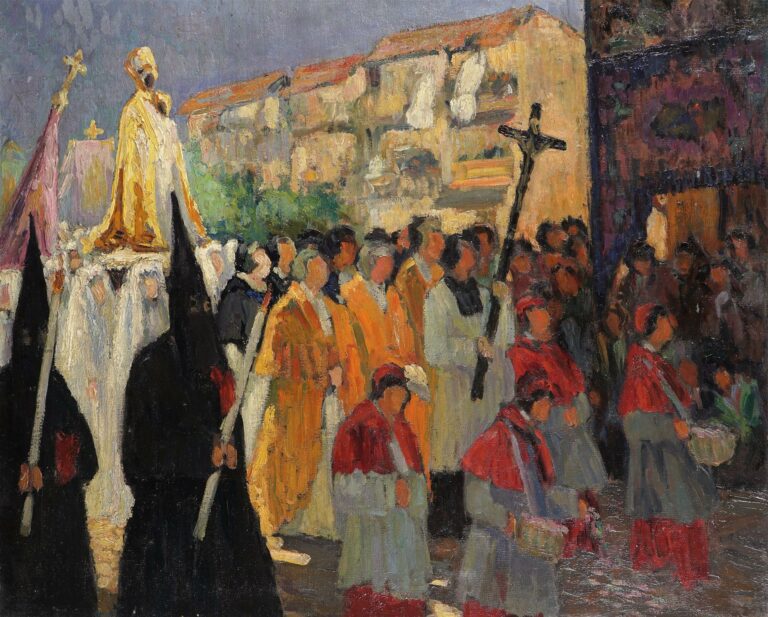 Léonie de BAILLEUL (XXème siècle). - Procession lors de la Semaine Sainte en Es…