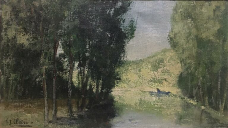Auguste-Jean CLAIRE (né en 1881). - Rivière bordée d'arbres - Huile sur toile,…
