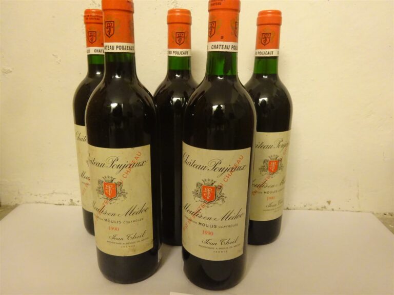 5 bouteilles, CHATEAU POUJEAUX, Moulis en Médoc, 1990