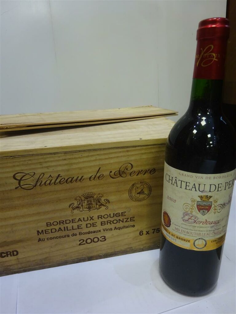 6 bouteilles, CHATEAU DE PERRE, Grand vin de Bordeaux, 2003