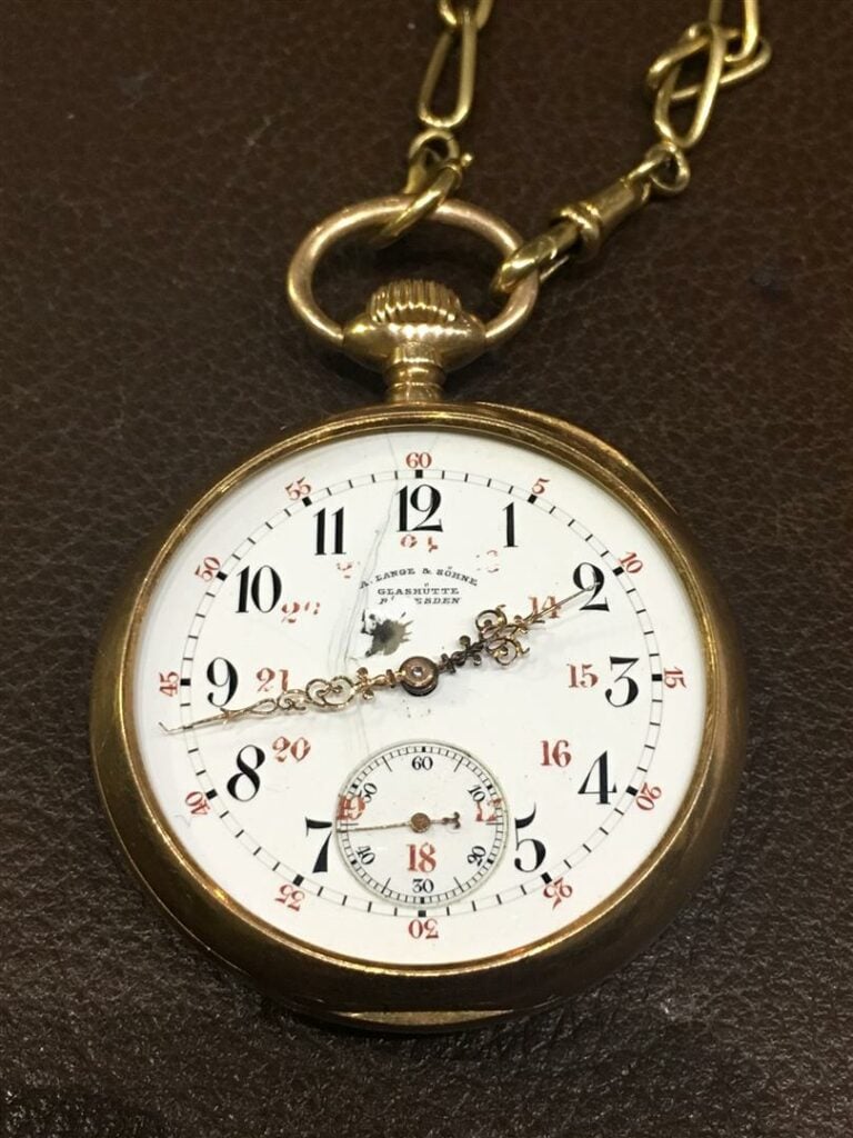 A. LANGE & SÖHNE. - Montre de gousset, le boitier en or jaune 750/1000, le cadr…