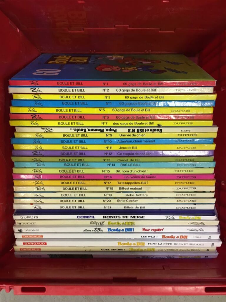 Lot de bandes dessinées anciennes, dont Boule et Bill et recueils Tintin