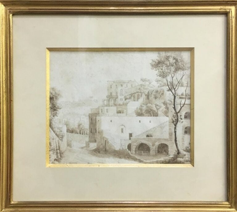 Alexandre-Hyacinthe DUNOUY (1757-1841). - Vue présumée d'une maison à Naples pr…