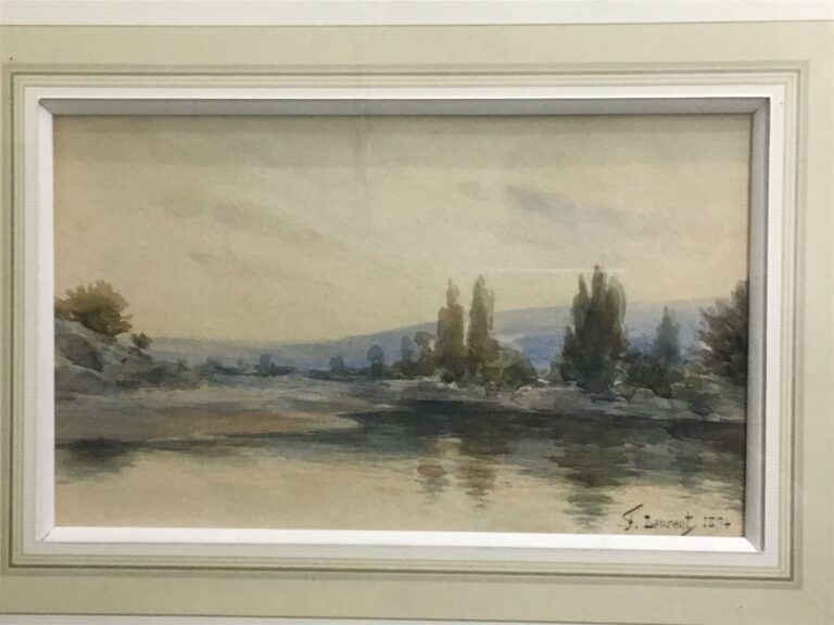 F. LAURENT (XIXème siècle). - Paysage à la rivière - Aquarelle sur papier, sign…