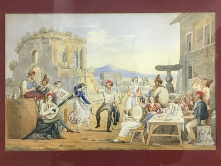 Ecole italienne de la fin du XIXème siècle. - Fête de paysans napolitains - Des…
