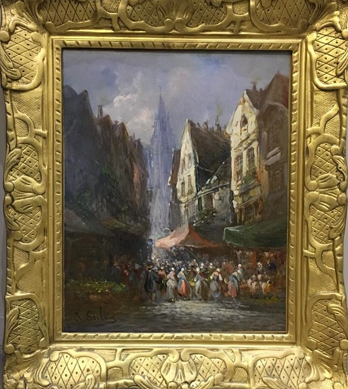 Jean SORLAIN (1859-1942). - Jour de marché à Rouen - Huile sur toile, signée en…
