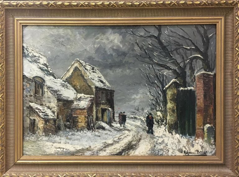 Raymond BESSE (1899-1969). - Le chemin enneigé - Huile sur carton, signé en bas…