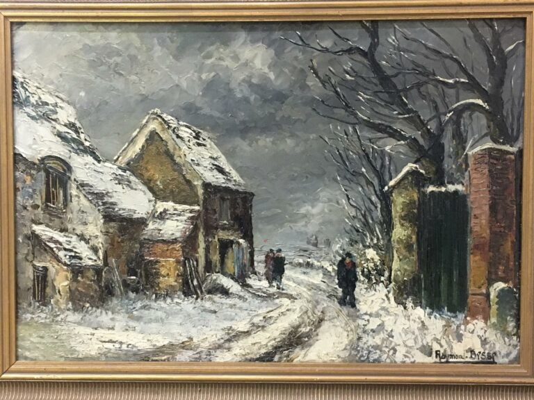Raymond BESSE (1899-1969). - Le chemin enneigé - Huile sur carton, signé en bas…