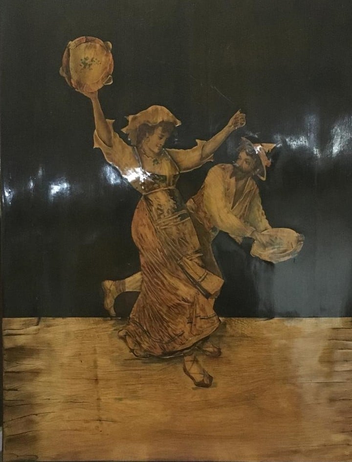 MARQUETERIE DE SORRENTO - Danse napolitaine - Marqueterie en bois d'olivier pol…