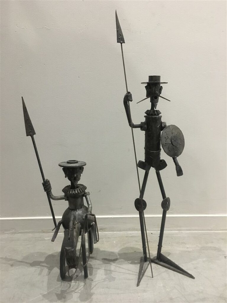Michel JARRY (XX-XXIèmes siècles). - Don Quichotte et Sancho Pança - Deux sculp…