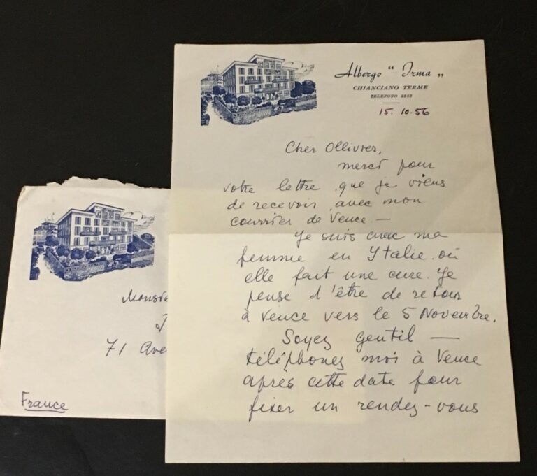 Marc CHAGALL, deux lettres adressées à Jean-Paul Ollivier, - L.A.S. datée du 15…