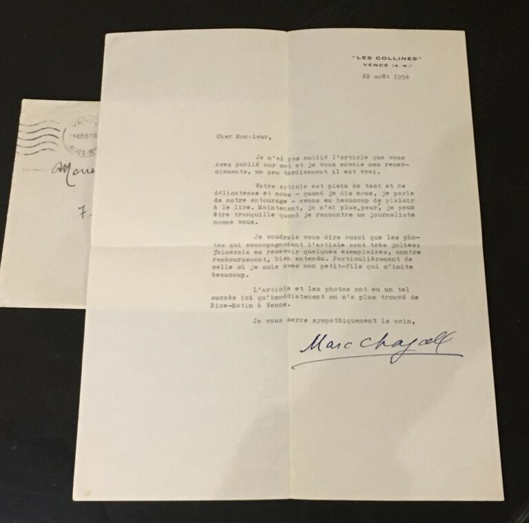 Marc CHAGALL, deux lettres adressées à Jean-Paul Ollivier, - L.A.S. datée du 15…