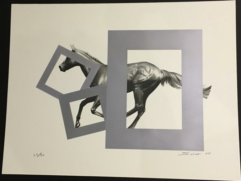 Sacha SOSNO (1937-2013). - Cheval au galop avec formes géométriques - Lithograp…