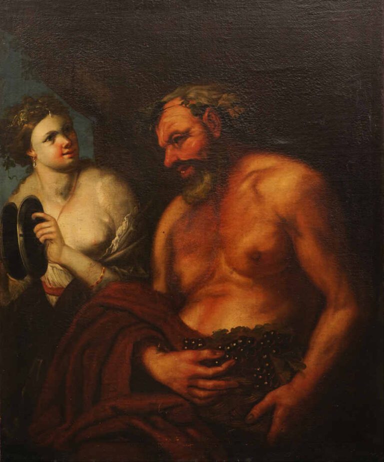 ECOLE FRANCAISE vers 1730 - Bacchus et Ariane - Huile sur toile (rentoilage et…