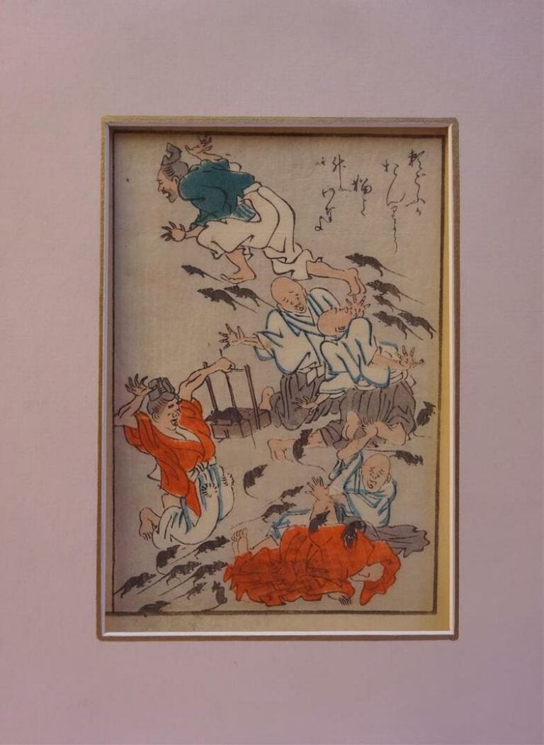 LOT DE DOUZE (12) ESTAMPES JAPONAISES: - > Encre sur papier représentant un ois…
