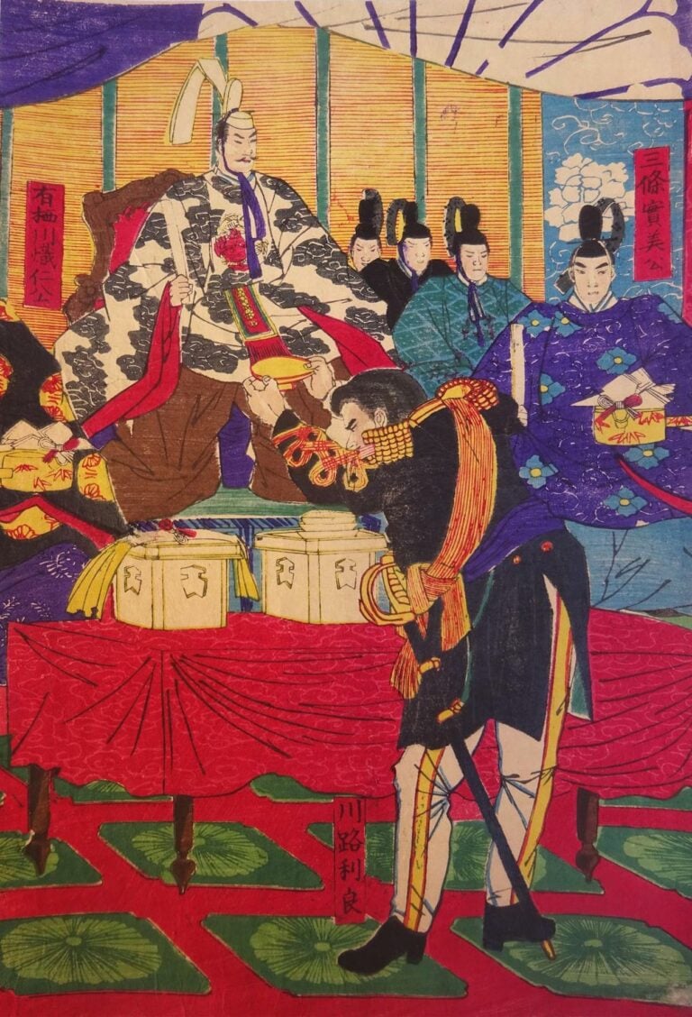 LOT DE DOUZE (12) ESTAMPES JAPONAISES: - > Encre sur papier représentant un ois…