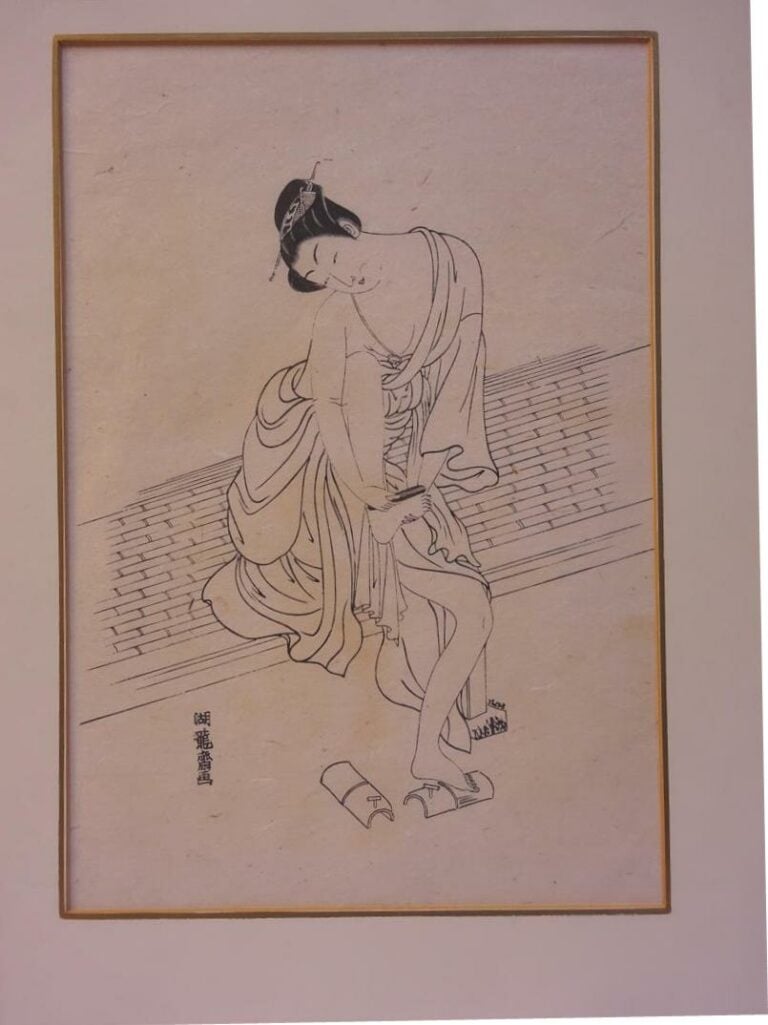 LOT DE DOUZE (12) ESTAMPES JAPONAISES: - > Encre sur papier représentant un ois…
