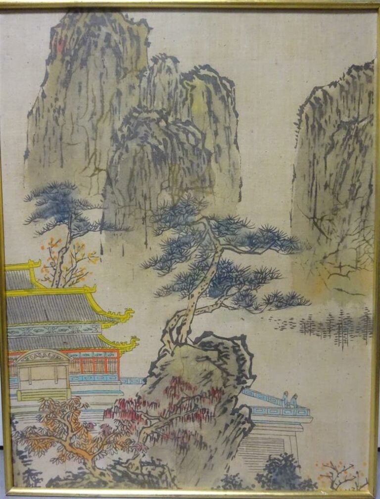 ECOLE VIETNAMIENNE / INDOCHINOISE (Actif XXe siècle) - Sages taoïstes et enfant…