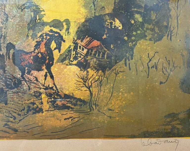 LEBADANG (1921-2015) - Cheval dans un paysage - Lithographie - Signée et numéro…