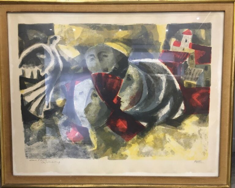 Alvar SUNOL (né en 1935). - Femmes à la colombe - Lithographie sur papier, ment…