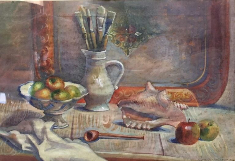 Nicolas POLIAKOFF (1896-1976). - Nature morte au broc à pinceaux, 1940 - Dessin…