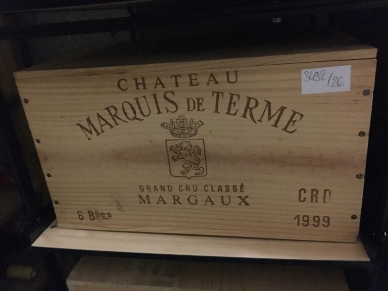 6 bouteilles, CHATEAU MARQUIS-DE-TERME, 4e Cru Margaux, 1999, caisse bois.